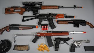 SVD Sniper RifleAKs74u Drum Mag Airsoft Toy GunNerf Gun Double Barrel ShotgunToy Guns Collection [upl. by Enihsnus412]