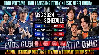 EVOS VS RRQ ONIC VS FALCON JADWAL LENGKAP MSC 2024 FORMAT GROUP STAGE [upl. by Hefter]