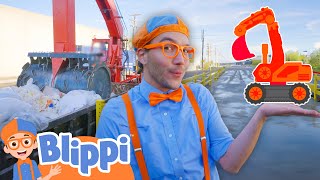 Blippi Learns How Trash Gets Smashed🏗️🗑️  Blippi Vehicles  Learning Videos for Kids [upl. by Annaer]