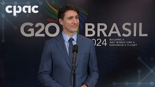 PM Trudeau speaks with reporters at G20 Trade Canada–US relations Ukraine – November 19 2024 [upl. by Macintosh330]