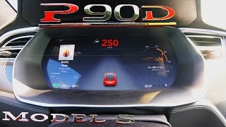 Tesla Model S P90D Ludicrous Acceleration 0250 kmh Launch Mode MAX BATTERY Autobahn Test Drive [upl. by Sowell]