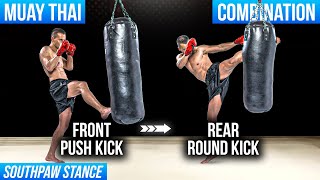 MUAY THAI COMBINATION for Beginner  STUDY THAIBOXING AT HOME [upl. by Hanshaw]