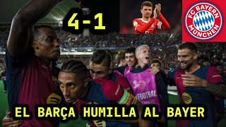 EL BARÇA HUMILLA AL BAYER EN UNA NOCHE HISTORICA 💥RAPHINHA MODO RONALDINHO💥 [upl. by Ajroj696]