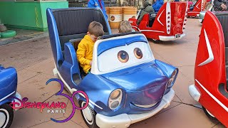 Cars Quatre Roues Rallye Cars Race Rally On Ride at Disneyland Paris Feb 2022 4K [upl. by Ahsoyem671]