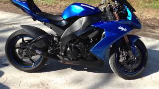 08 ZX10R Candy Plasma Blue Muzzy GP Exhaust Startup amp Idle [upl. by Nema649]