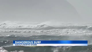 Cautions raised about high surf on Oahu’s North Shore [upl. by Adnawahs]