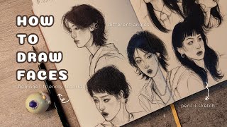 Easy way to drawing faces in different angles 🍮🍵 beginner friendly tutorial [upl. by Silloh]