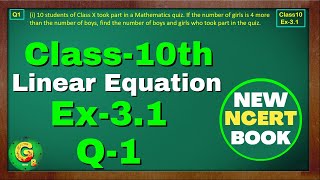 Class10 Ex31 Q1 Linear Equation  New NCERT Math Book  Chapter 3  CBSE  Green Board Classes [upl. by Seroled437]