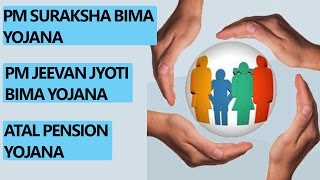 Hindi PM Suraksha Bima yojana PM Jeevan jyoti Bima yojana and Atal pension yojana [upl. by Qerat]