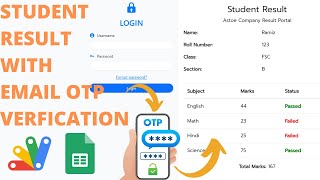 HOW TO MAKE ONLINE STUDENT RESULT WITH EMAIL OTP VERIFY USING GOOGLE SHEETS WEB APP R8 [upl. by Ardnazil]