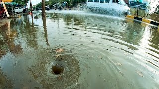 Drain Massive Flood Rain On Street Road After Heavy Rain [upl. by Darlleen489]