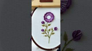 Easy flower embroidery embroidery stitch flowers blanketstitch castonstitch wovenwheelstitch [upl. by Balf]