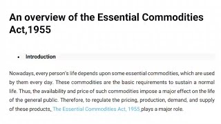 Essential commodities act 1955 notes [upl. by Awjan]