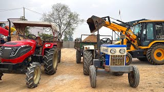 JCB 3DX Backhoe Loader And Swaraj Tractor And Solis Yanmar Tractor Working For Road Construction [upl. by Ahsita]