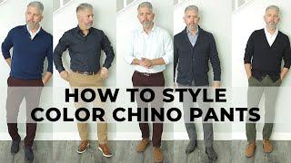 How to Style Colored Chinos This Fall  Mens Fall Outfits [upl. by Yarehs]