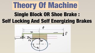 Single Block OR Shoe Brake  Self Locking And Self Energizing Brakes Hindi  Theory Of Machine [upl. by Christabel]