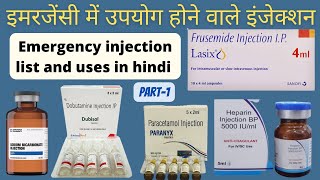 Emergency injection list and uses in hindi  Emergency drugs list and uses in hindi  Bsc nursing [upl. by Elspeth]