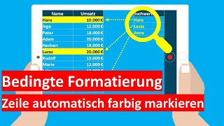 Excel ganze Zeile farbig markieren wenn  Bedingte Formatierung [upl. by Oiuqise]