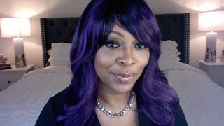 15 OUTRE WIGPOP ELIN WIG DRF Bold PURPLE HIGHLIGHTS LAYERED BANGS quality DATE NIGHT PARTY GRWM 🤩🤩🤩 [upl. by Ahsema593]