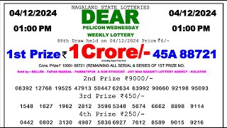 Dear Lottery Sambad Result 0100pm 041224 Lottery Result Fax [upl. by Adnovahs]