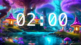 2 Minute Countdown Timer with Alarm  Relaxing Music  Mushroom Forest and Lanterns [upl. by Atiuqes]