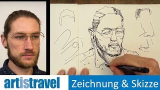 Porträt zeichnen mit dem Fineliner  Ganz einfach zeichnen lernen 23 [upl. by Eetsirhc26]