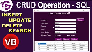 How to Perform CRUD Operation in VBNet With SQL  CRUD in VBNet Source Code [upl. by Edroi959]