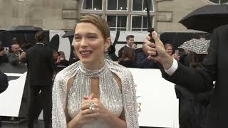 French Bond Girl Lea Seydoux Praises Her Co Star Daniel Craig At  No Time To Die London Premiere [upl. by Annairam734]