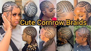 Super Cute Cornrow Braids Hairstyles  Straight Back Cornrow Braids  All back Cornrow Braids [upl. by Eelessej421]