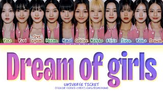 UNIVERSE TICKET Dream of girls Lyrics Color Coded Lyrics [upl. by Nyvek]