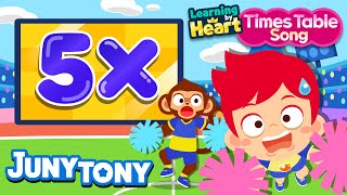 5 Times Table Song  Multiply by 5  School Songs  Multiplication Songs for Kids  JunyTony [upl. by Lombardy]