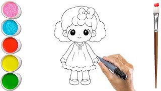 Cute Doll Doodle Art Drawing  Easy Step by Step  Mady Arts [upl. by Attiuqal]