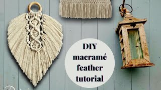 DIY macrame feather  DIY Macrame Leaf  Handmade feather wall hanging tapestry [upl. by Zetta]