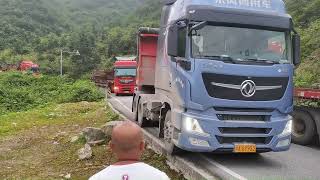 Dangerous truck drivingCrazy overloaded trucksTruck turning on narrow road [upl. by Stoll]