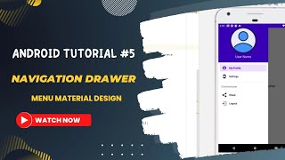 Android Studio Tutorials Navigation Drawer  Menu Material Design [upl. by Laurette]