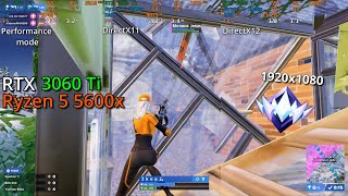 Performance mode DX11 and DX12 Which one should you use RTX 3060 Ti  Ryzen 5 5600x  Fortnite [upl. by Anaeel401]