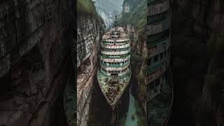 Abandoned cruiser ship in darial Gorge river terek georgia abandonedship travel abandonedplaces [upl. by Troth]