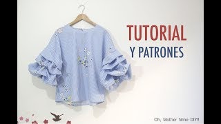 DIY Costura de blusa con mangas abullonadas Patrones gratis [upl. by Airbmac]