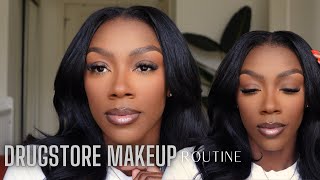 EVERYDAY DRUGSTORE MAKEUP ROUTINE  AFFORDABLE MAKEUP FOR DARK SKIN WOC  TRINDINGTOPIC [upl. by Ocimad]