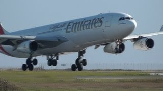 Emirates A340313XClose Landing LCLKRwy 22Inside Larnaca Intl [upl. by Fidelas593]