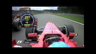 Alonso overtakes Grosjean  F1 Spa 2013 [upl. by Goldberg]