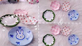 ♡Sculpting amp painting mini aesthetic trinket dishes🎀  Pinterest aesthetic trinket dishes𓍢ִ໋🌷͙֒ [upl. by Kcirdet902]