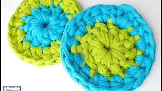 How To Crochet TShirt Yarn Coasters Episode 214 [upl. by Yenmor]