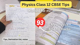 How I Scored 93 in Physics CBSE CLASS 12 PHYSICS TIPS  Notes [upl. by Leirea]