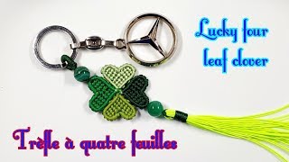 ★ Lucky four leaf clover key chain ★ Porteclés trèfle portebonheur [upl. by Fayina]