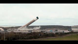 SlowMotion Footage Captures Destruction of Historic Chimney Stack [upl. by Atelra250]