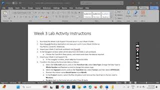 Week 3 Lab Activity Instructions  Analytics and Data Management [upl. by Vasta]