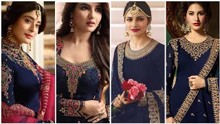 Dark blue colours combination ideas suits kurti dress  Blue colours dresses ideas [upl. by Salter]