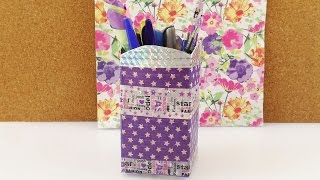 DIY Schreibtisch Aufbewahrung  Stifte amp Kosmetik  quotAus alt mach neuquot mit Washi Tape  Verpackung [upl. by Hedaza]