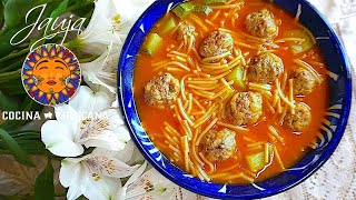 Sopa de Fideo con Albondiguitas Calientita y Llenadora [upl. by Joashus]